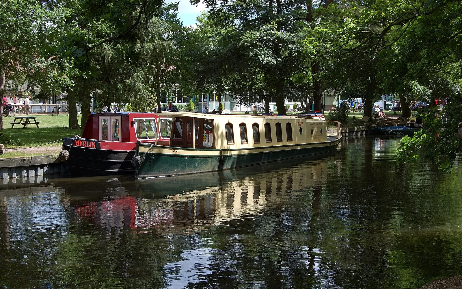 A narrowboat moored on the Basingstoke Canal